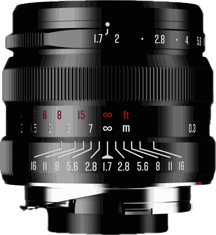 Side profile of the APO M 35mm lens showing its engraved focus and aperture scales
